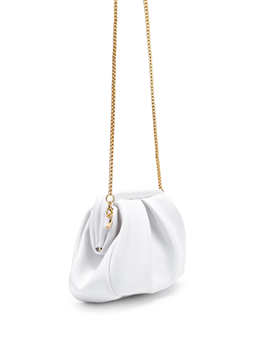 Clutch Form Uzun Askılı Degas Kadın Çapraz Çanta Beyaz-1
