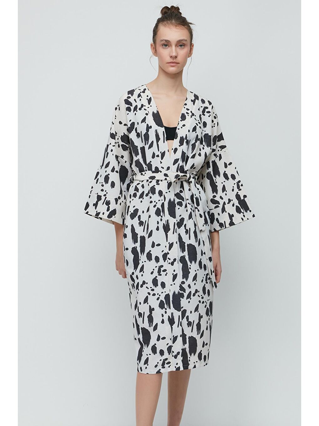 C&City Ekru Şortlu Kimono Takım 9069 Ekru/Dalmaçyalı - 3