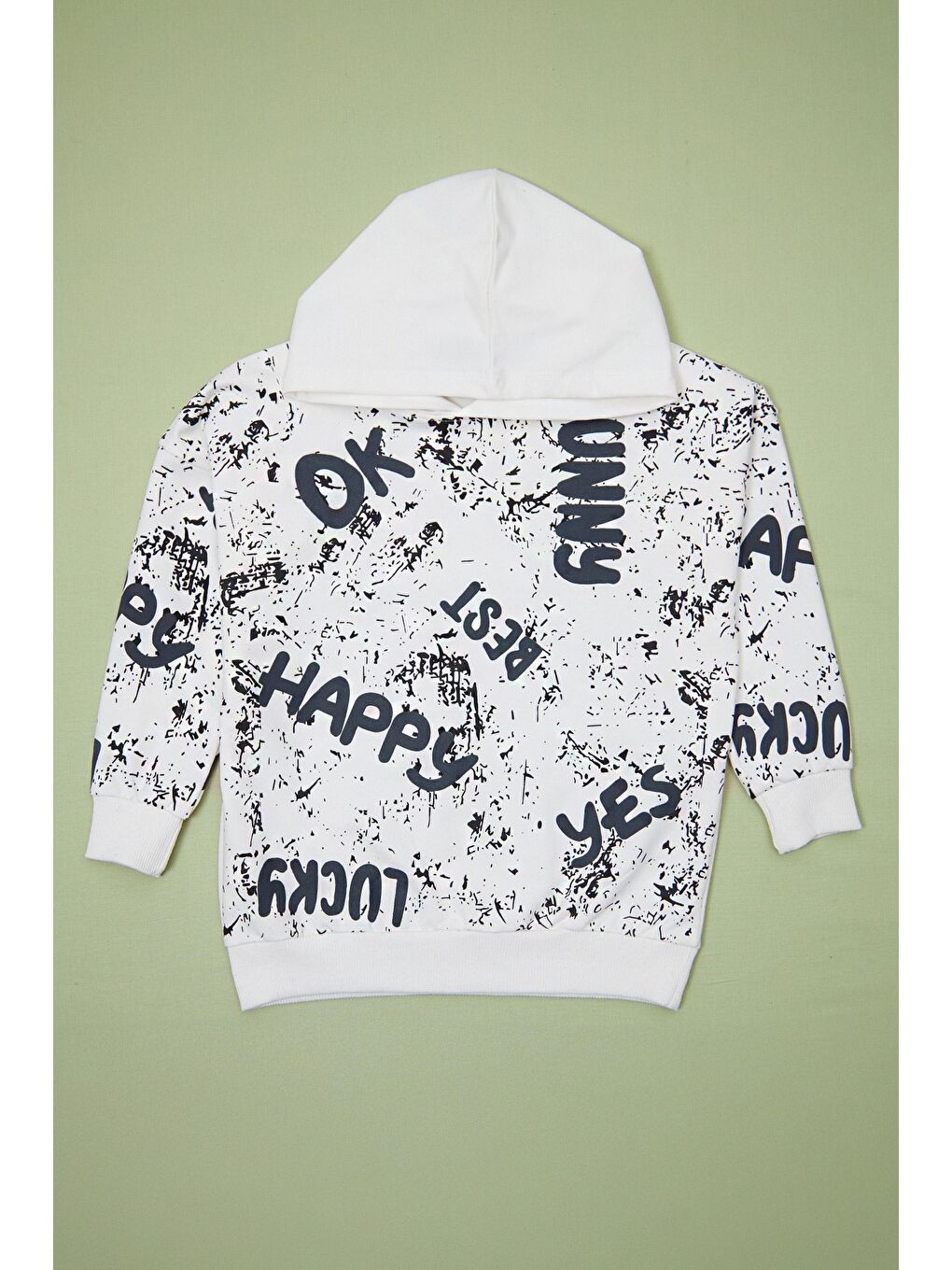 Gri Baskılı Kapüşonlu 2 Li Erkek Çocuk Takım-1