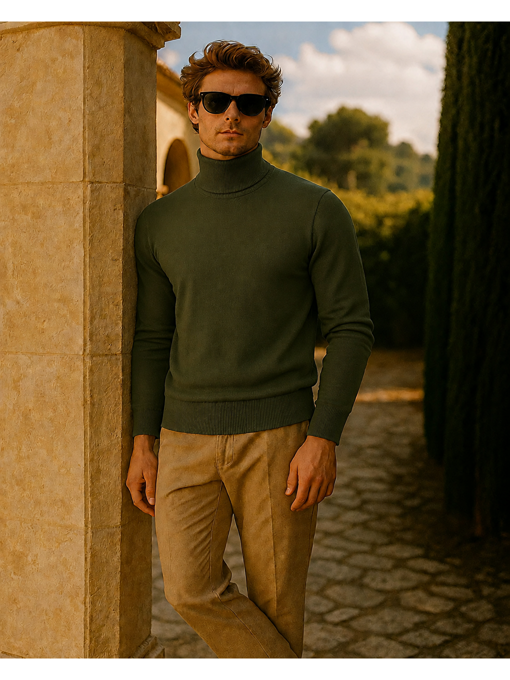 Erkek Kışlık Slim Fit Haki Kazak-1