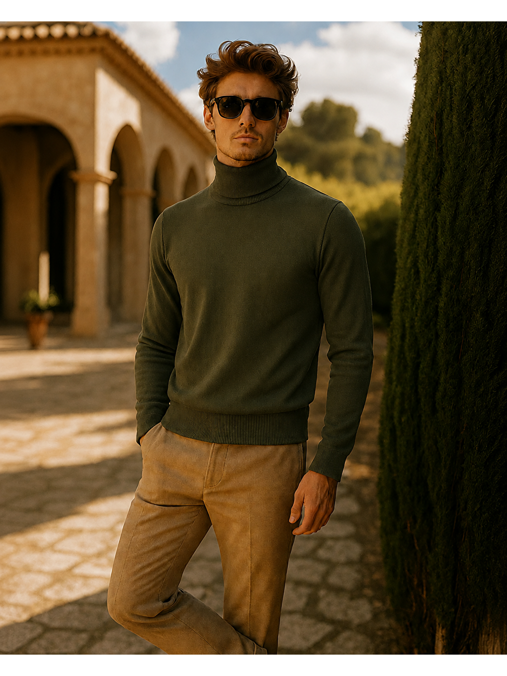 Erkek Kışlık Slim Fit Haki Kazak-3