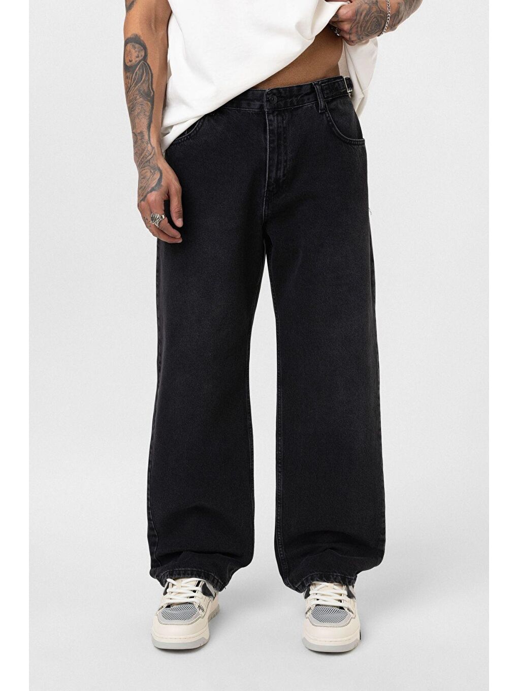 Relaxed Fit Jean Siyah-4
