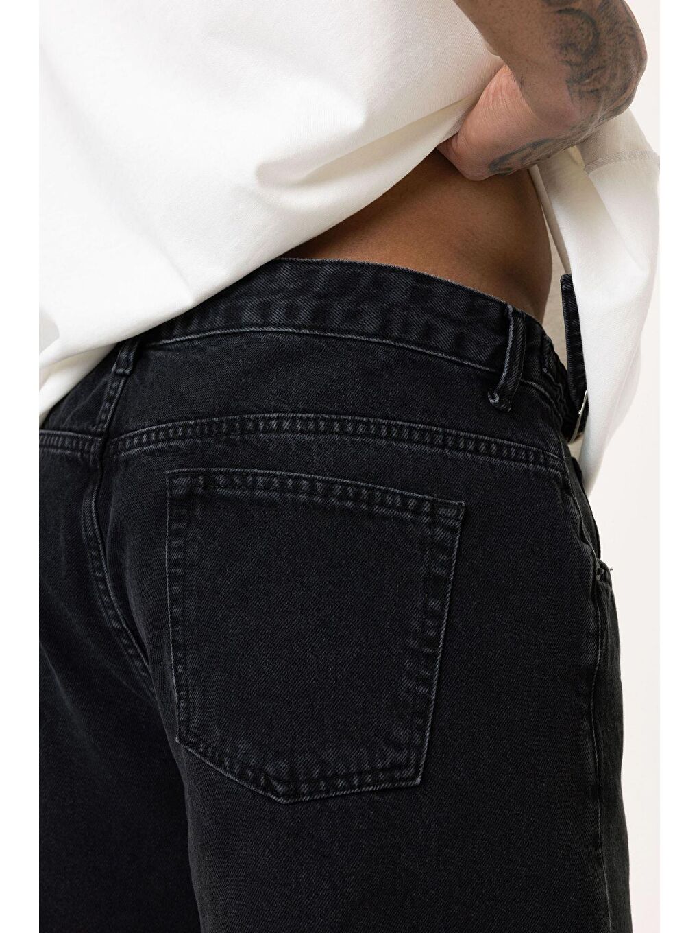 Relaxed Fit Jean Siyah-5