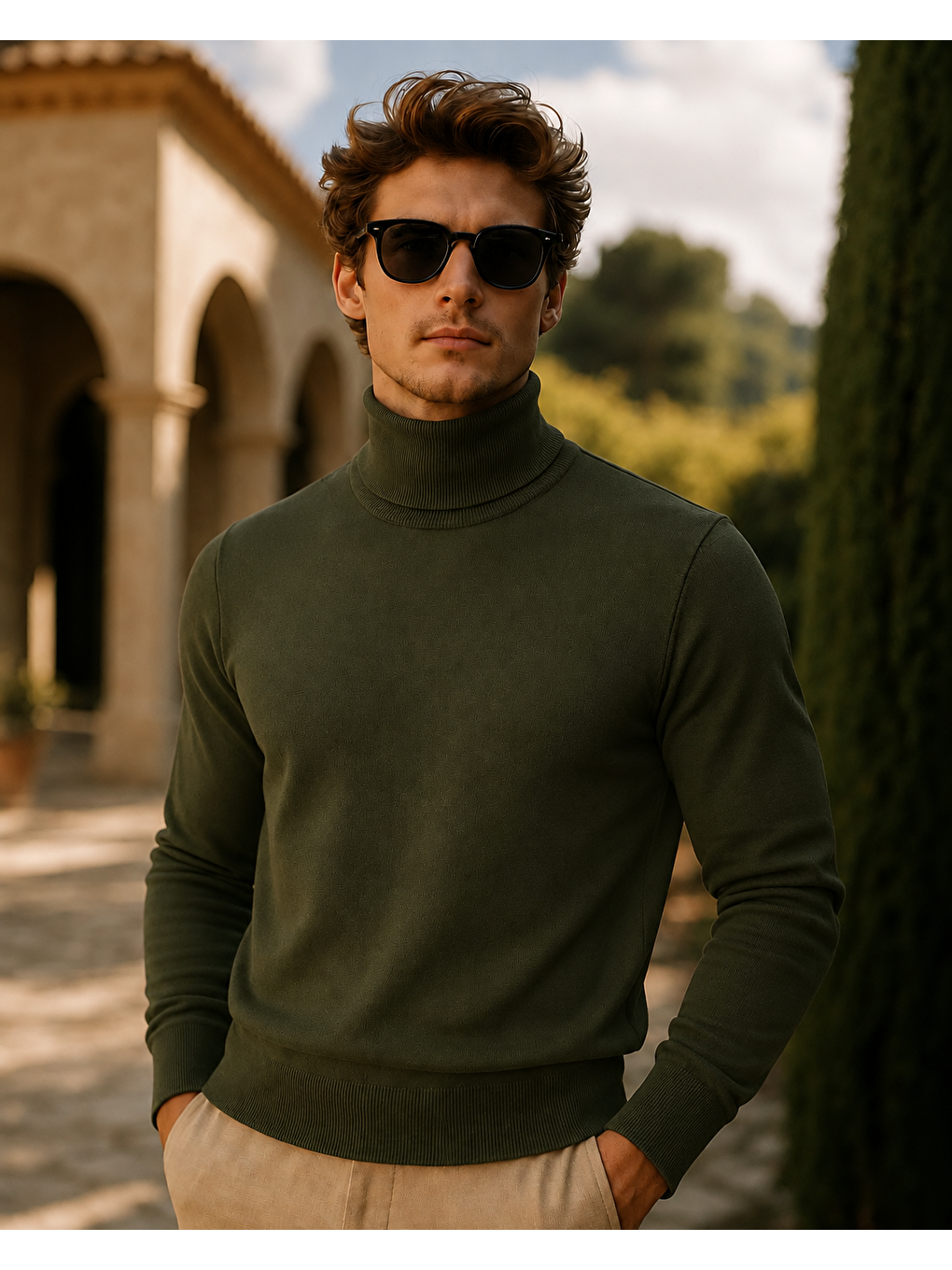 Erkek Kışlık Slim Fit Haki Kazak-4