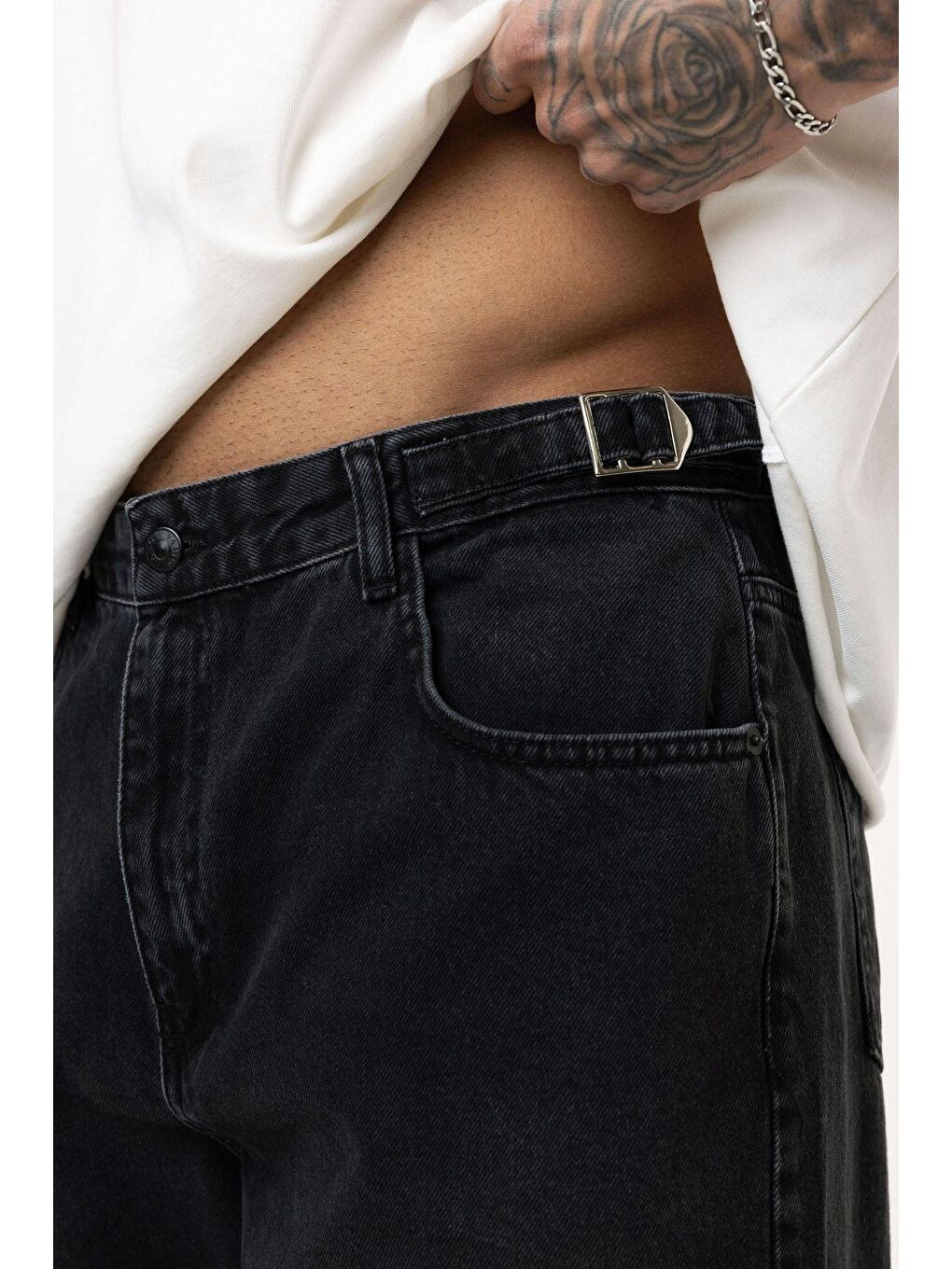 Relaxed Fit Jean Siyah-6