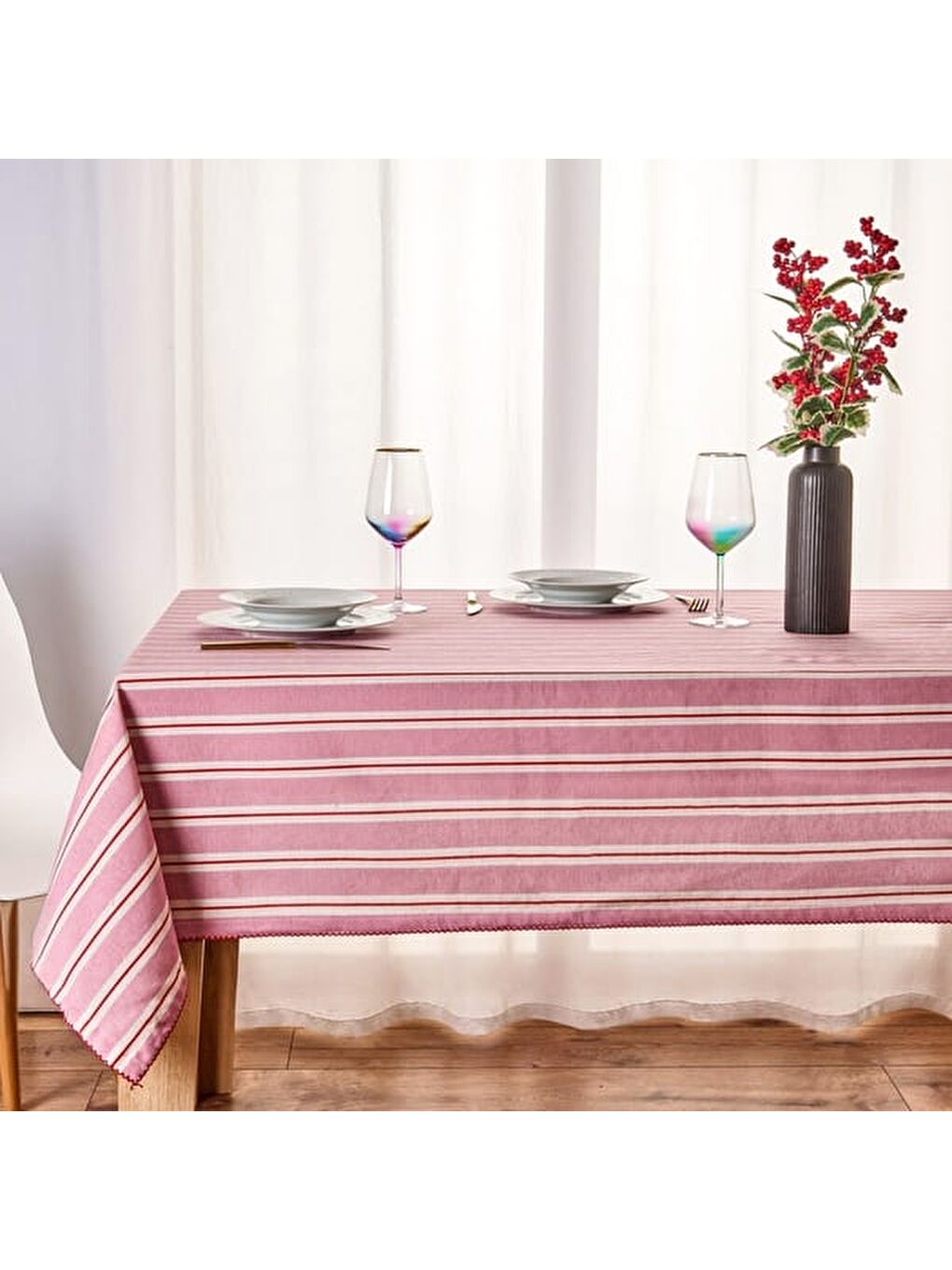 Soft Linie Masa Örtüsü - Pembe - 140x200 cm-2