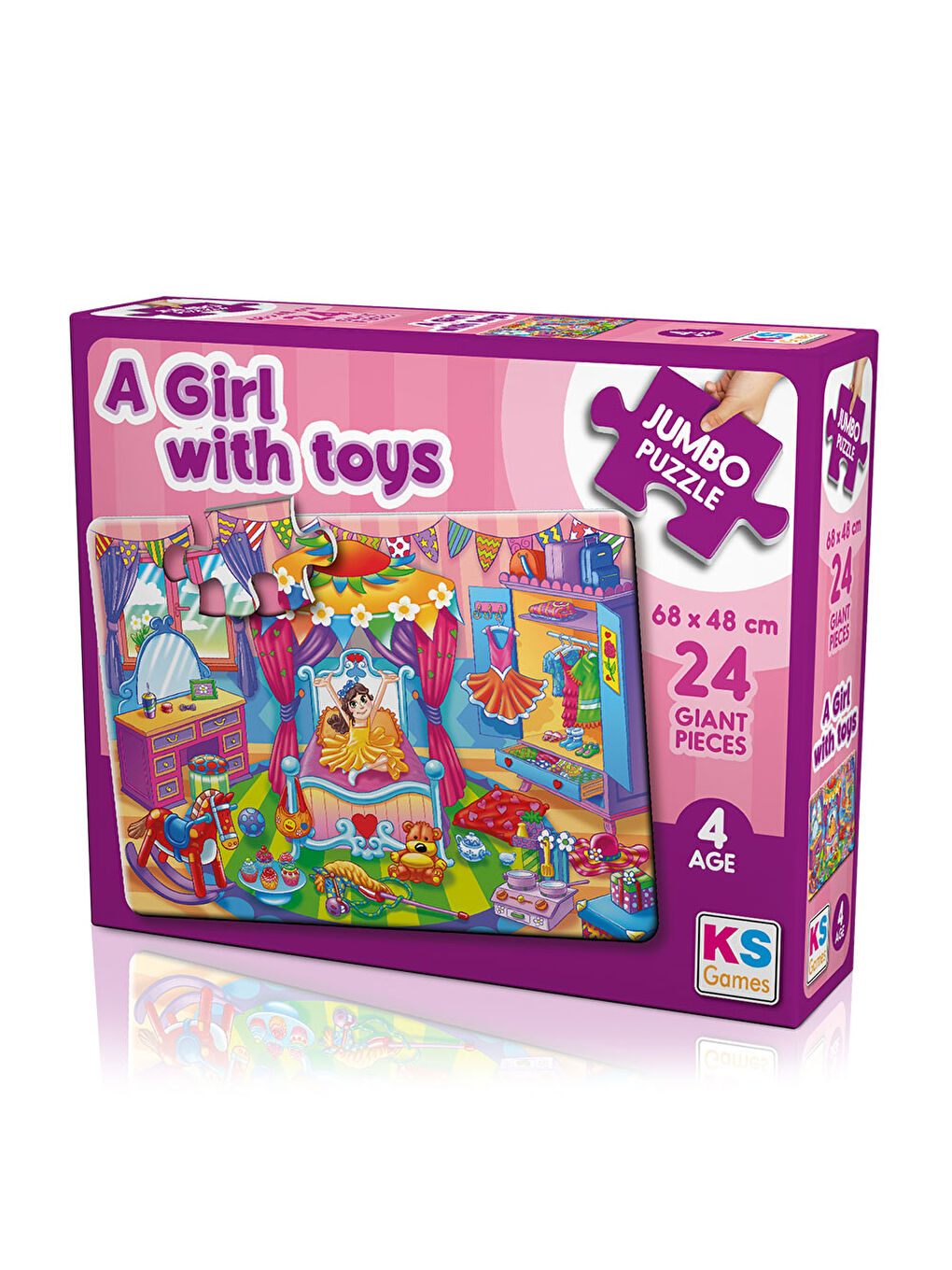 KS GAMES Renksiz Çocuk Jumbo Puzzle Oyuncaklı Kız  JP31010