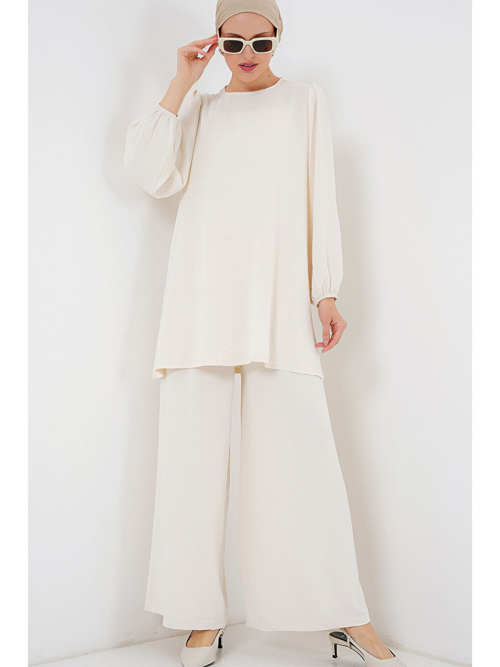 Ayrobin Tunik Pantolon Alt Üst Takım 6712 - Ekru