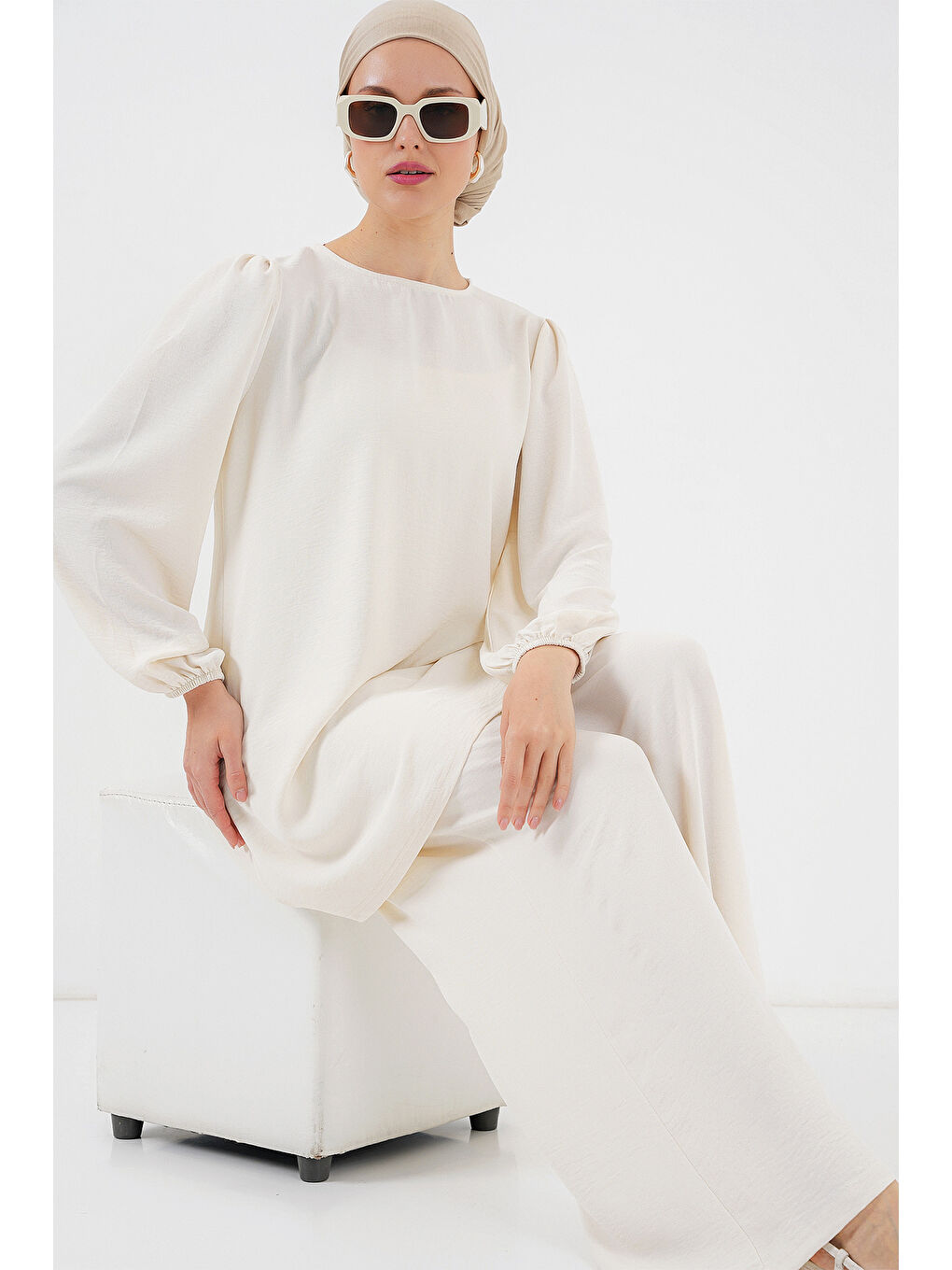 Ayrobin Tunik Pantolon Alt Üst Takım 6712 - Ekru-1