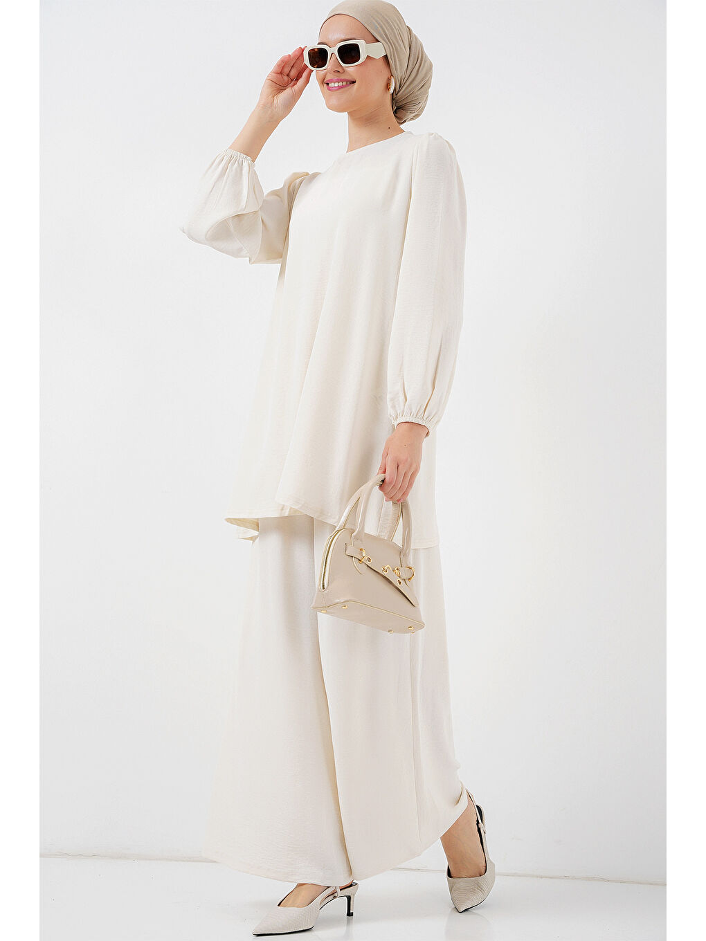 Ayrobin Tunik Pantolon Alt Üst Takım 6712 - Ekru-2