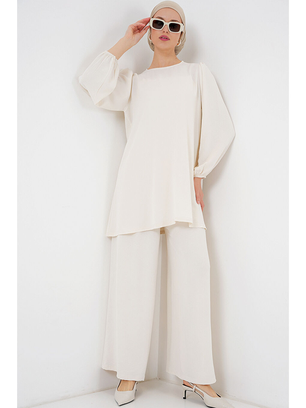 Ayrobin Tunik Pantolon Alt Üst Takım 6712 - Ekru-3