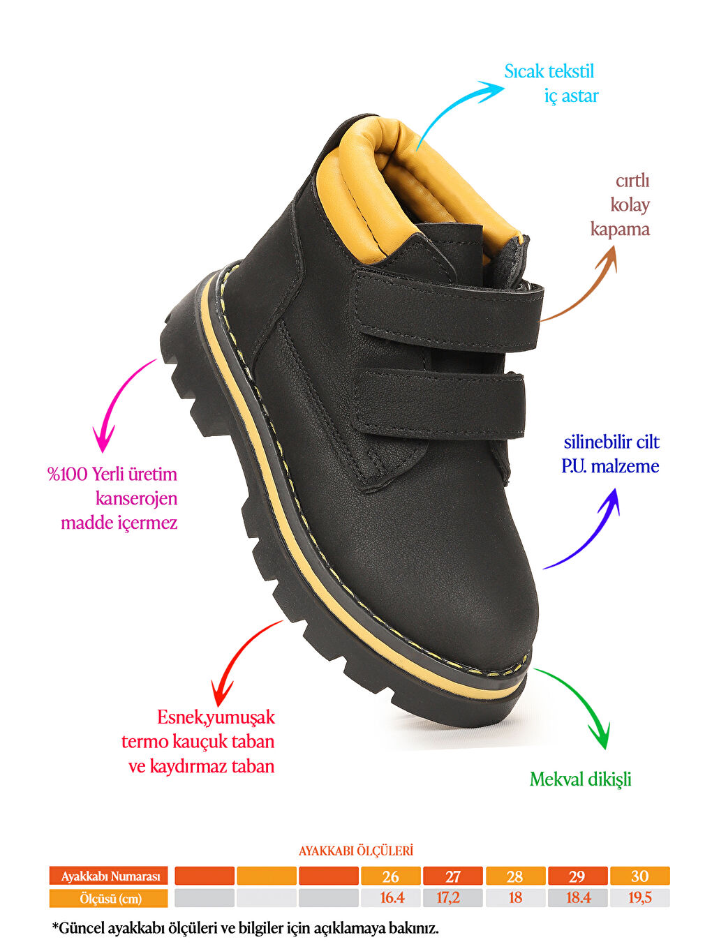 Siyah Azka Cırtlı Kız Çocuk Bot Ayakkabı-1