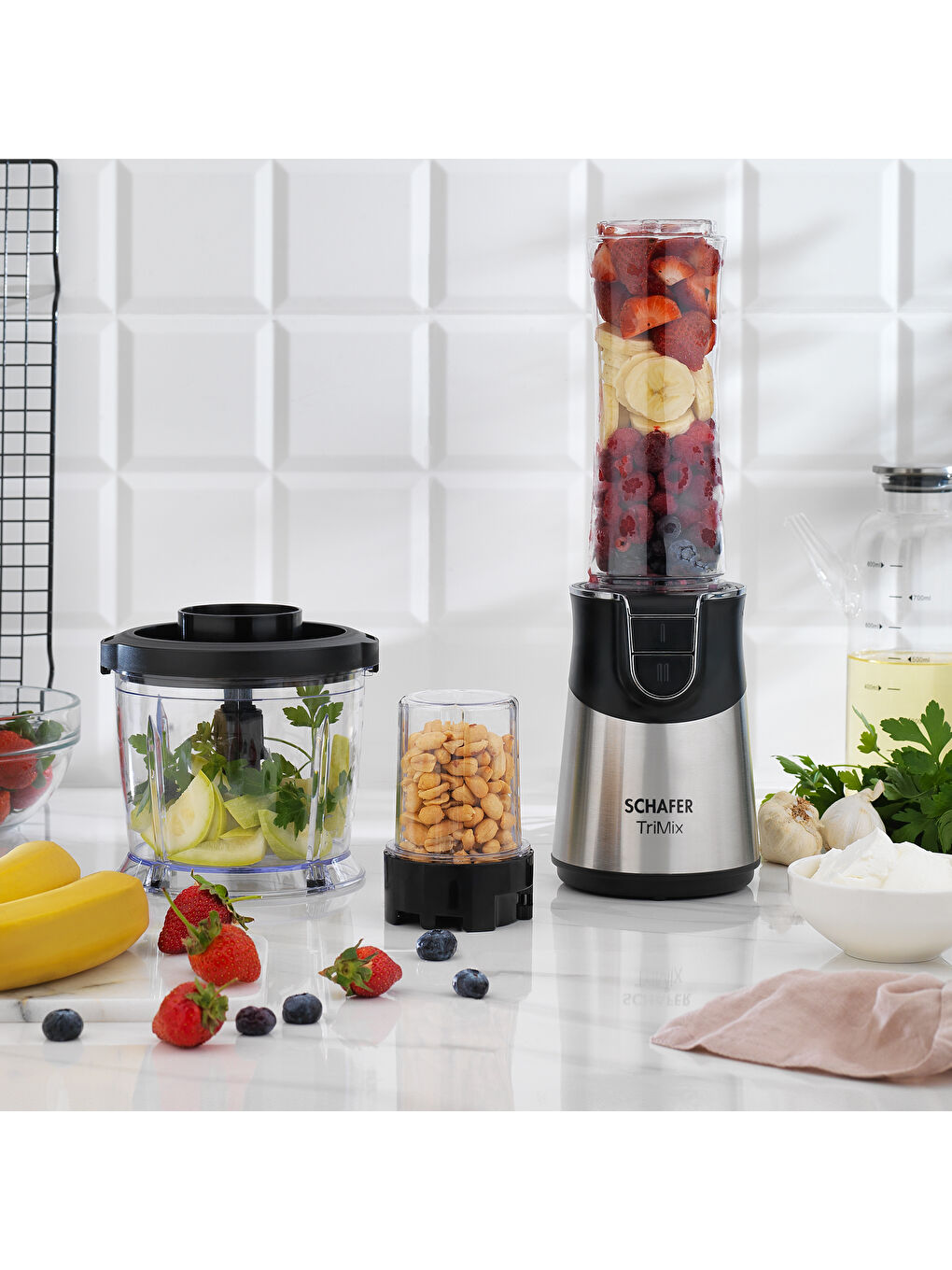 TriMix 3 ü 1 Arada Blender Set-Inox-3