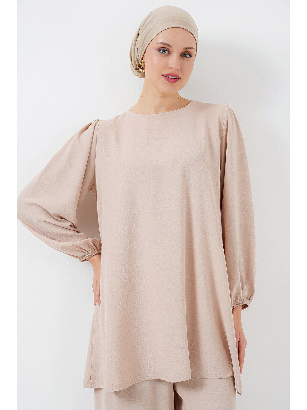 Ekru Ayrobin Tunik Pantolon Alt Üst Takım 6712 - Krem-1