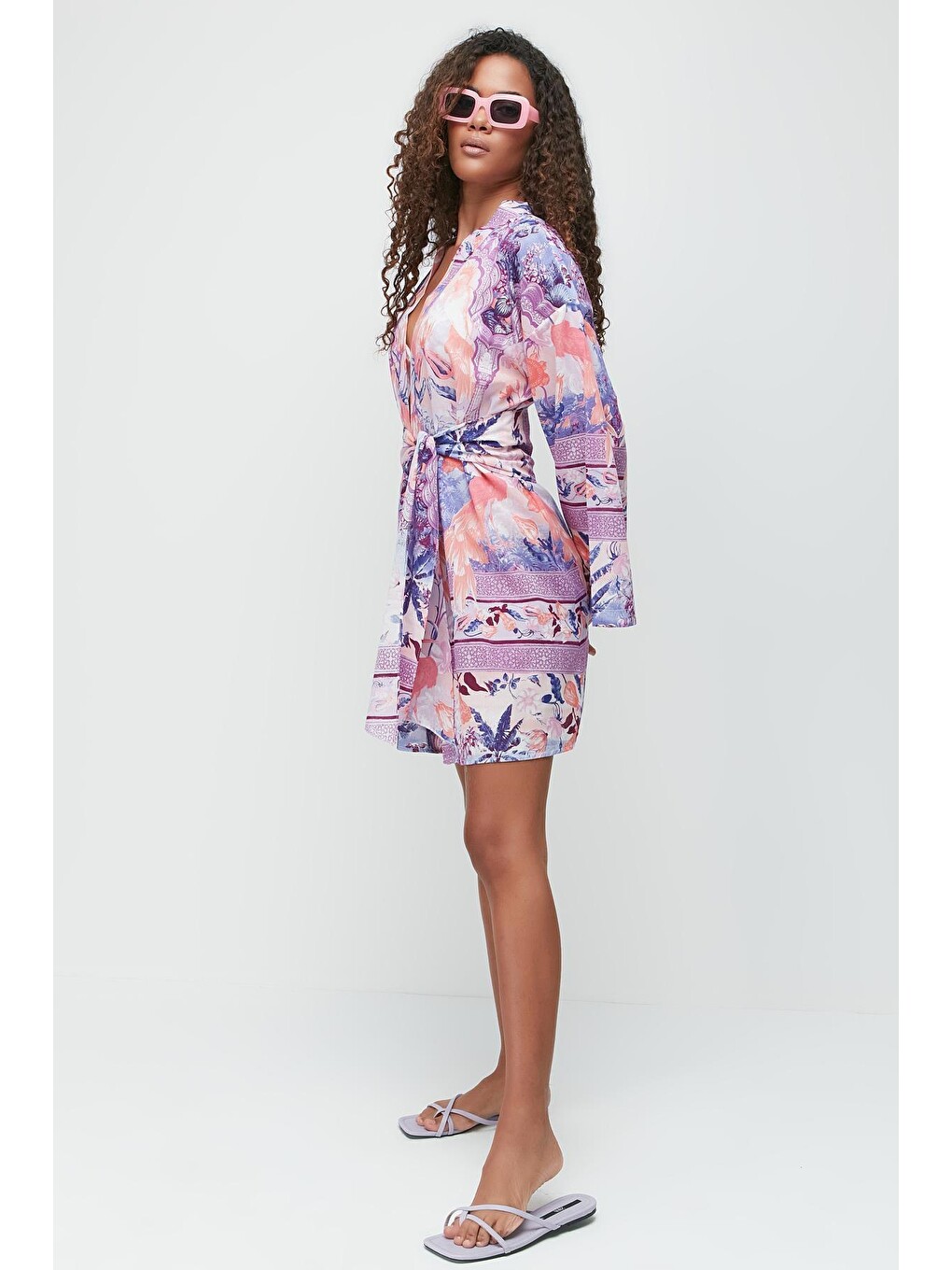 Kimono Pareo Plaj Elbisesi 22412 Mavi/oranj-1