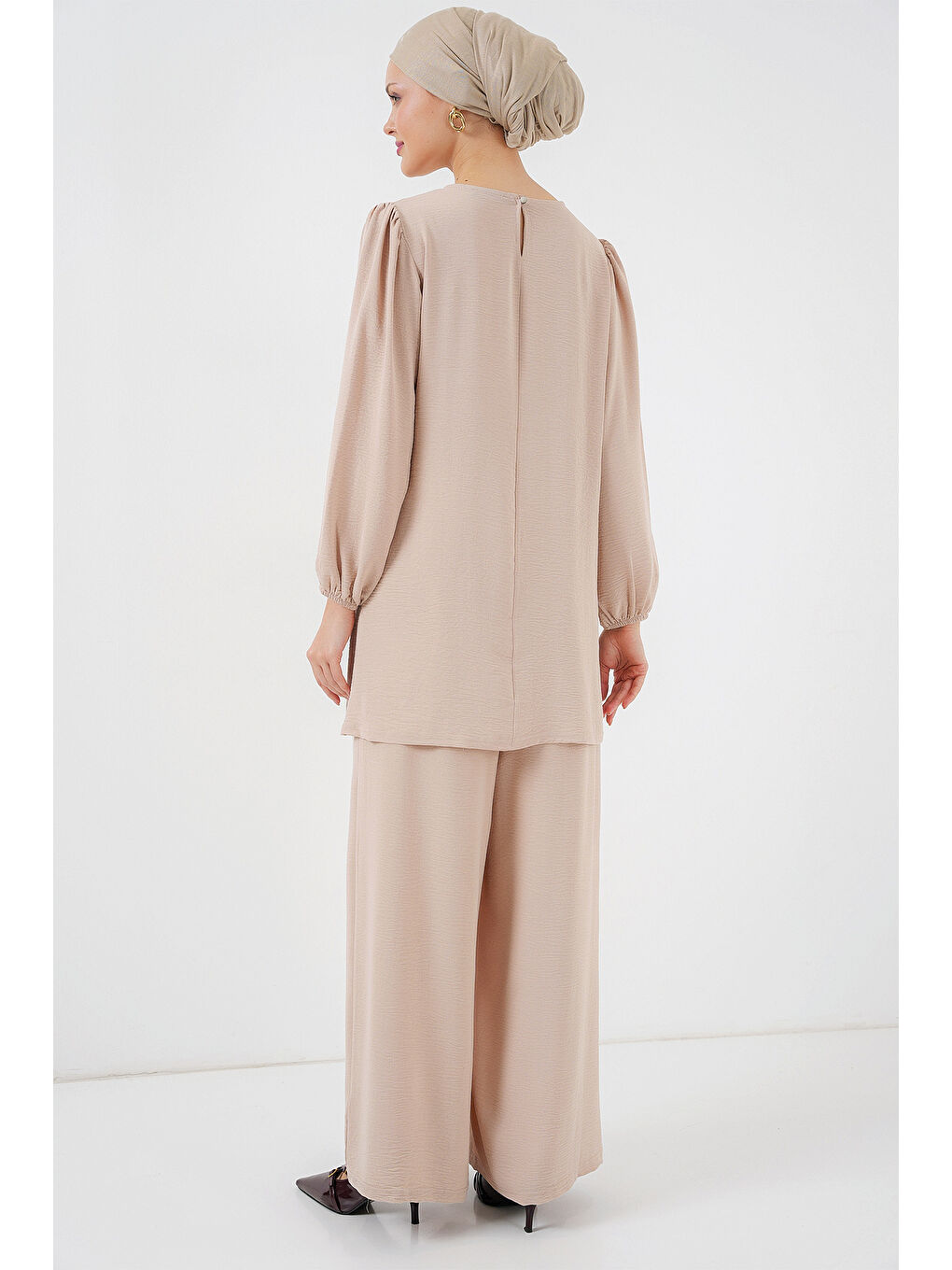 Ekru Ayrobin Tunik Pantolon Alt Üst Takım 6712 - Krem-4