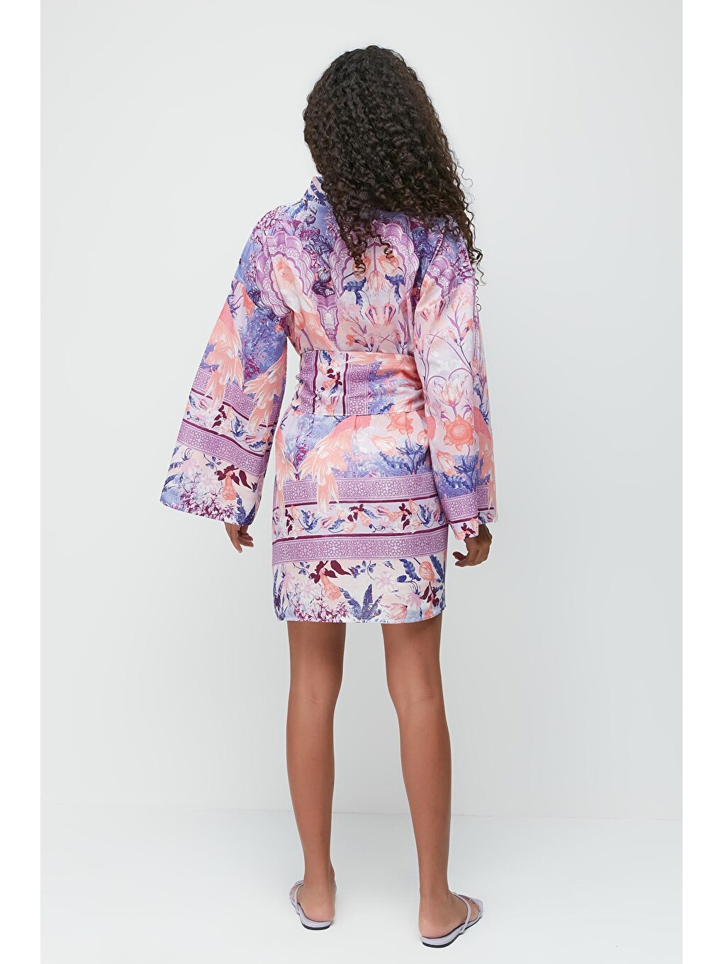 Kimono Pareo Plaj Elbisesi 22412 Mavi/oranj-2