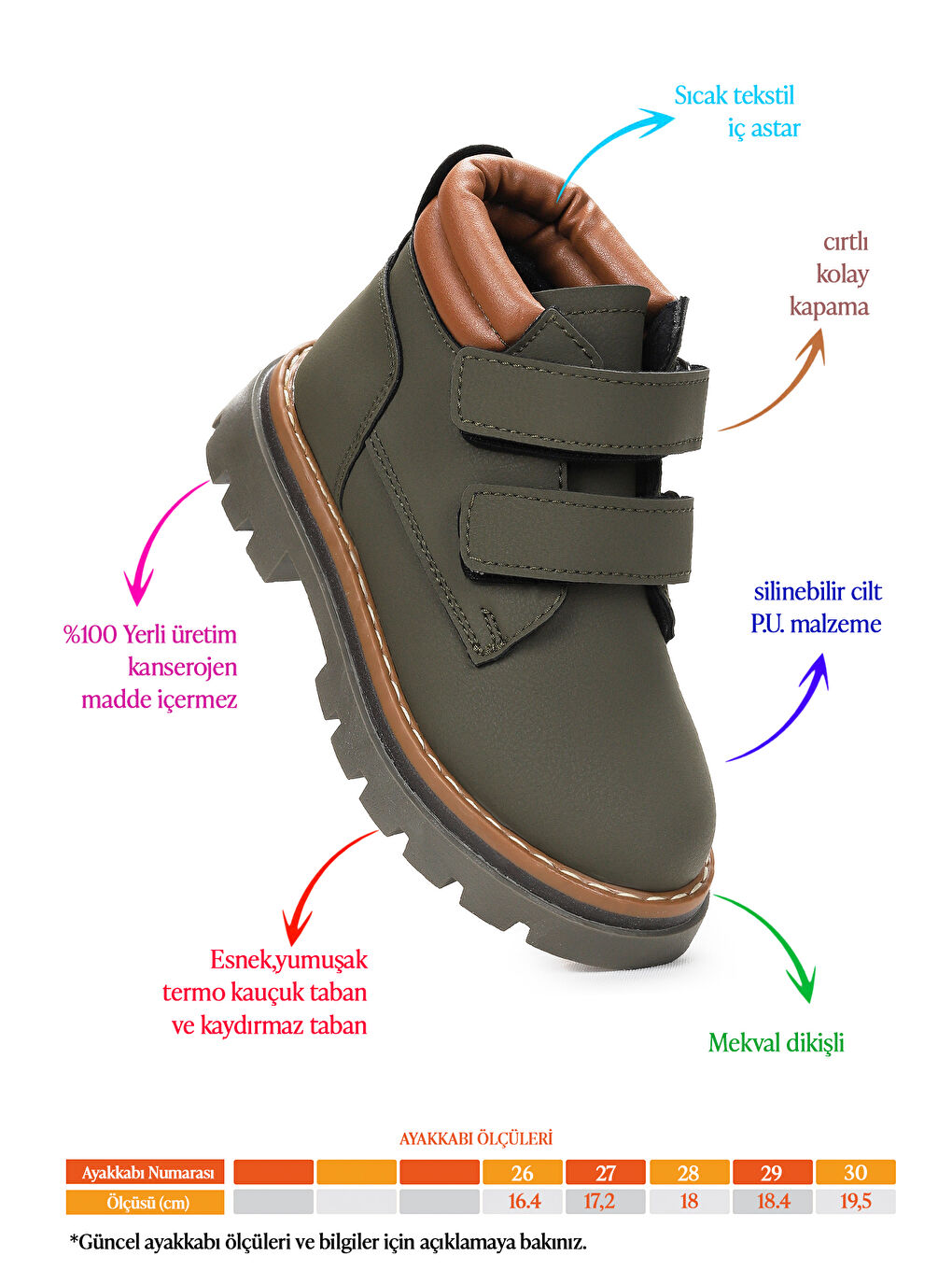 Haki Azka Cırtlı Kız Çocuk Bot Ayakkabı-1