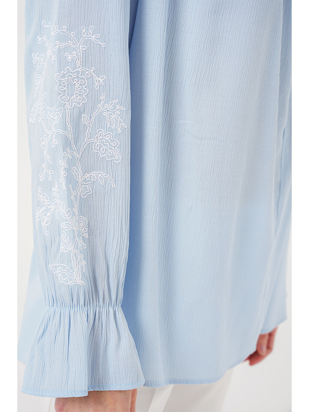 Kadın Nakışlı Örme Bluz 941 - Mavi-3