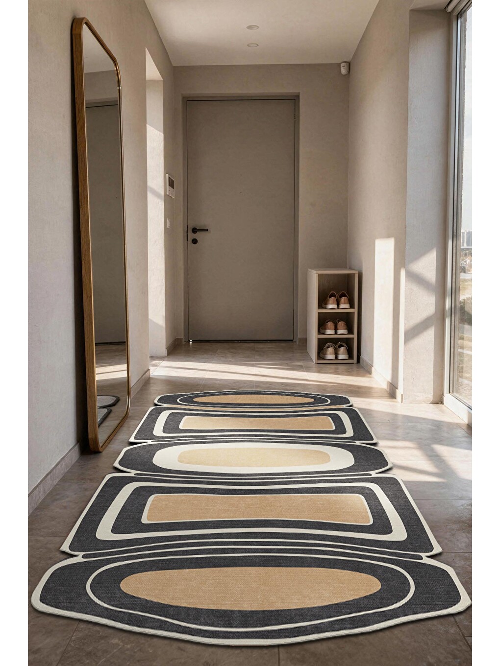 Turuncu Modern Dekoratif Halı – Makinada Yıkanabilir, Kaymaz Taban, İnce Lazer Kesim Halı-1