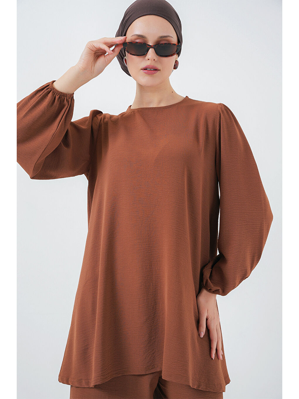 Bej Ayrobin Tunik Pantolon Alt Üst Takım 6712 - Sütlü Kahve-2