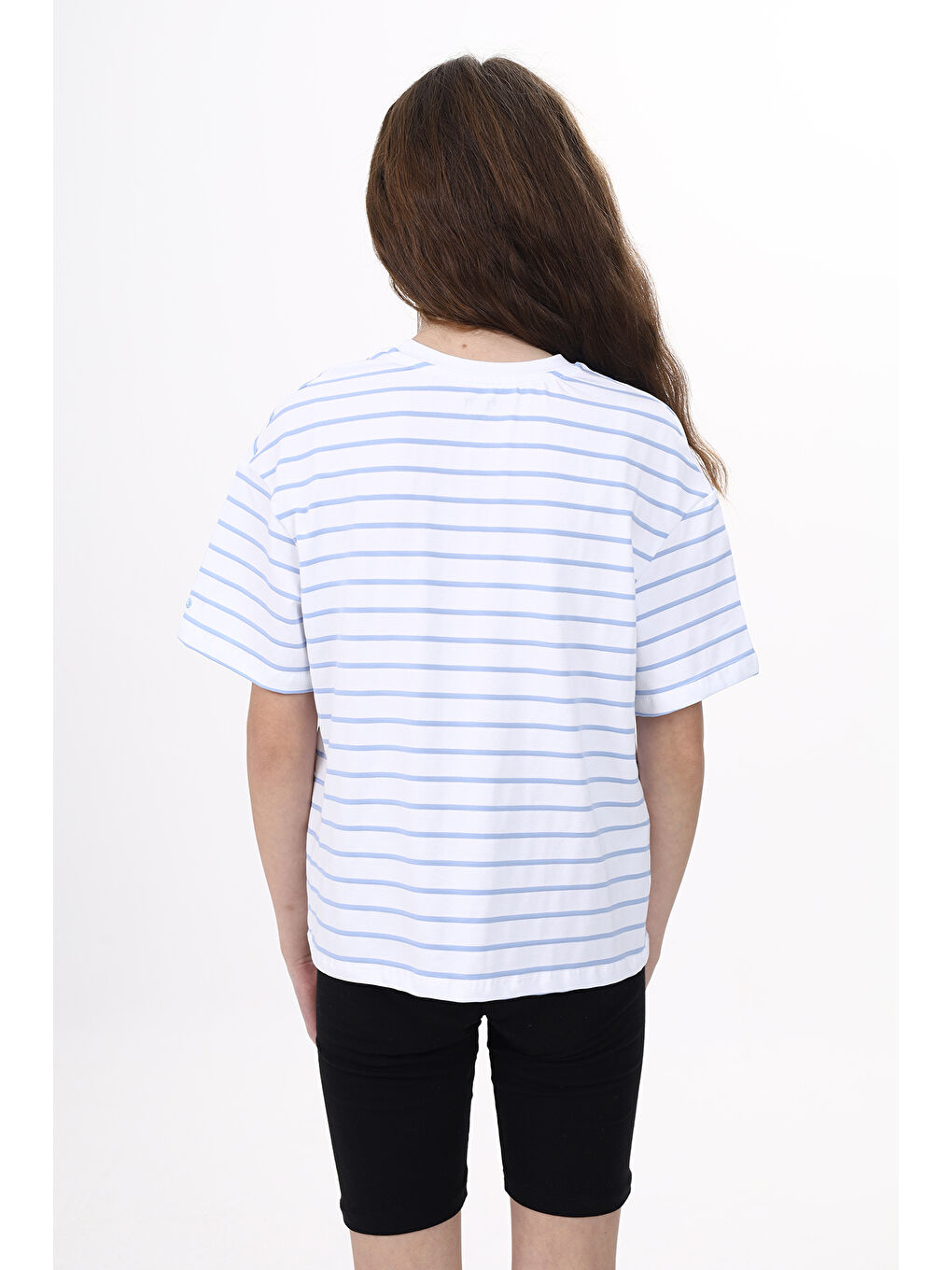 Mavi Unisex Çocuk Çizgili Tişört-4