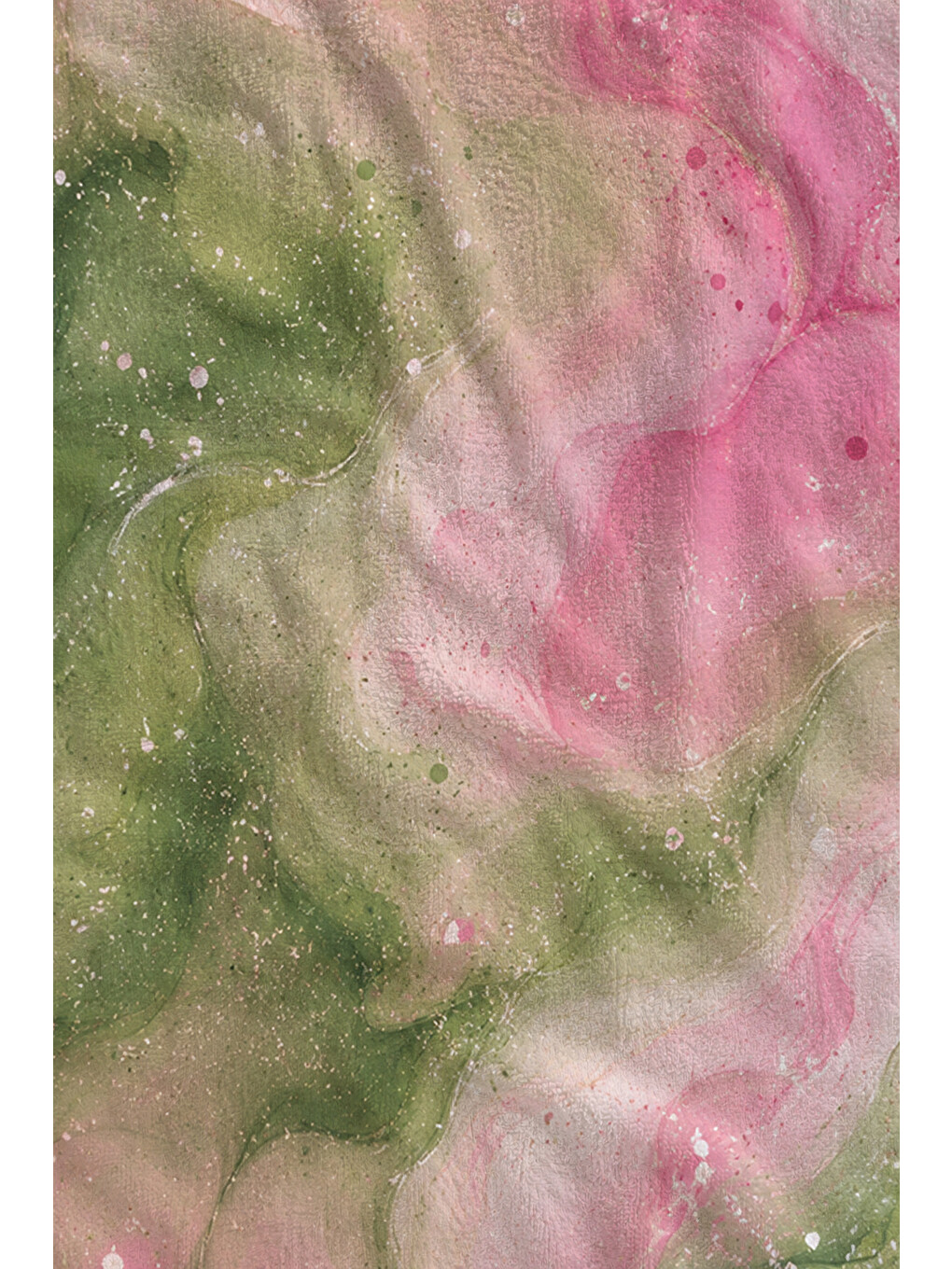 Pastel Suluboya Pembe Yeşil Soyut Mermer Desenli 70x150 Plaj Havlusu - Pamuklu Banyo Havlusu-2