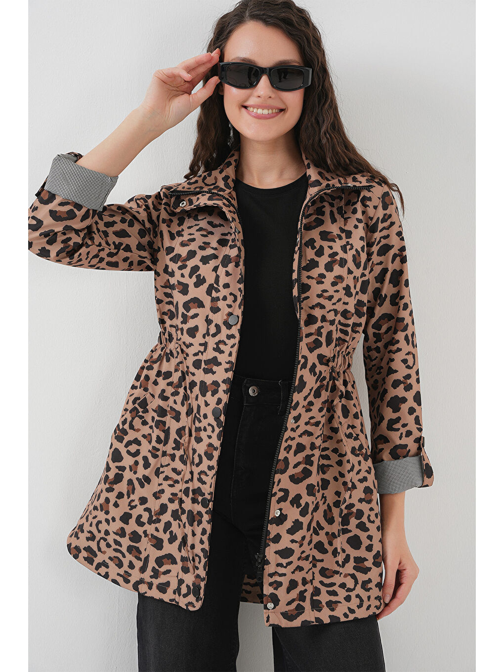 10322 Beli Büzgülü Trençkot - B.Kahverengi