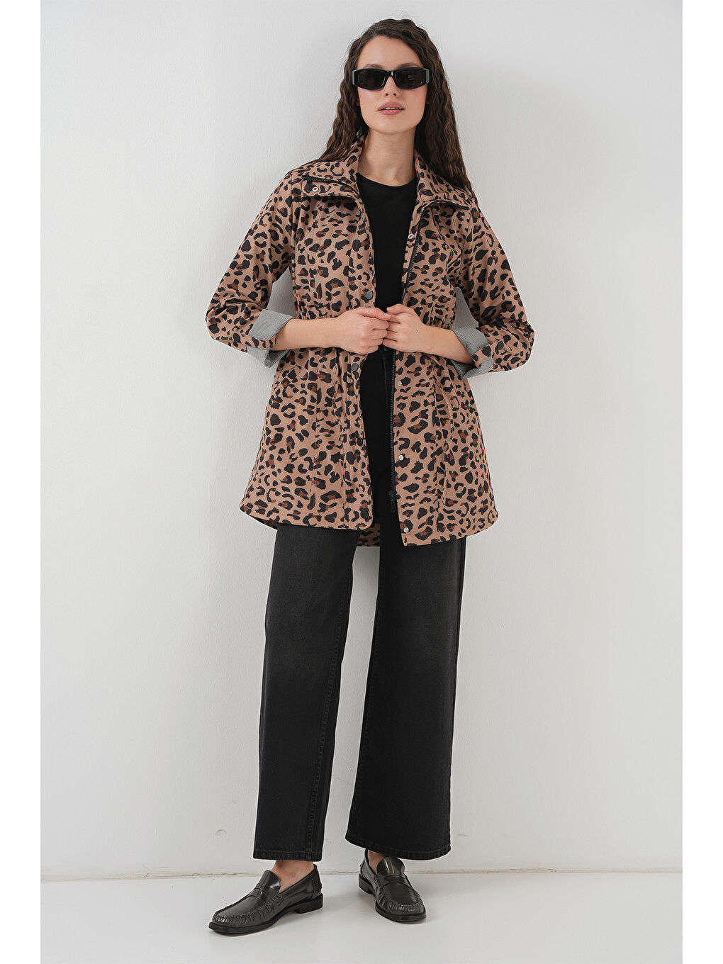 10322 Beli Büzgülü Trençkot - B.Kahverengi-1