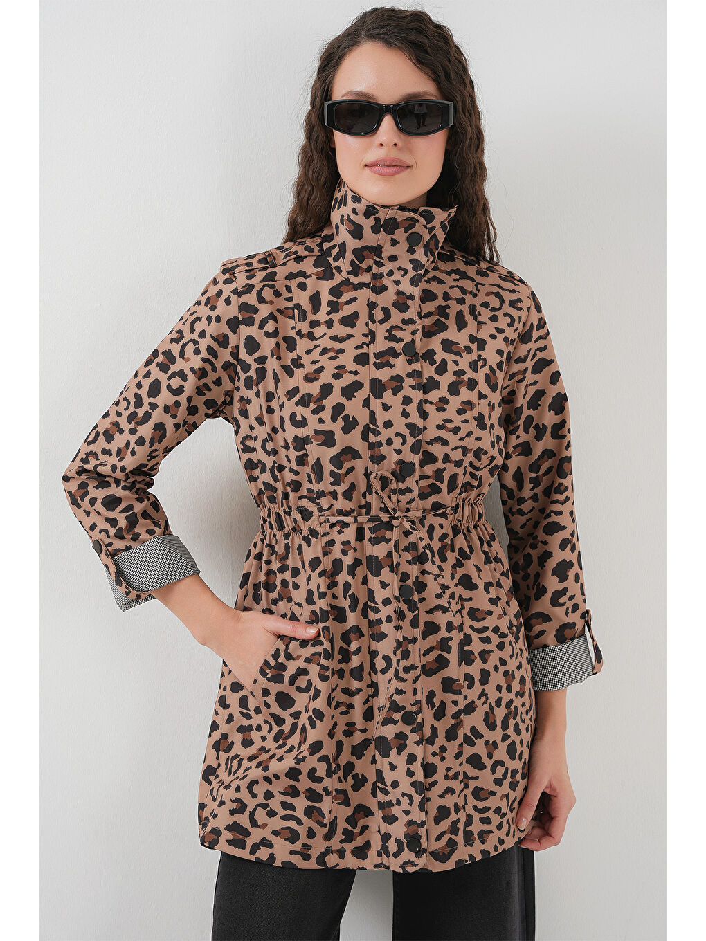 10322 Beli Büzgülü Trençkot - B.Kahverengi-2