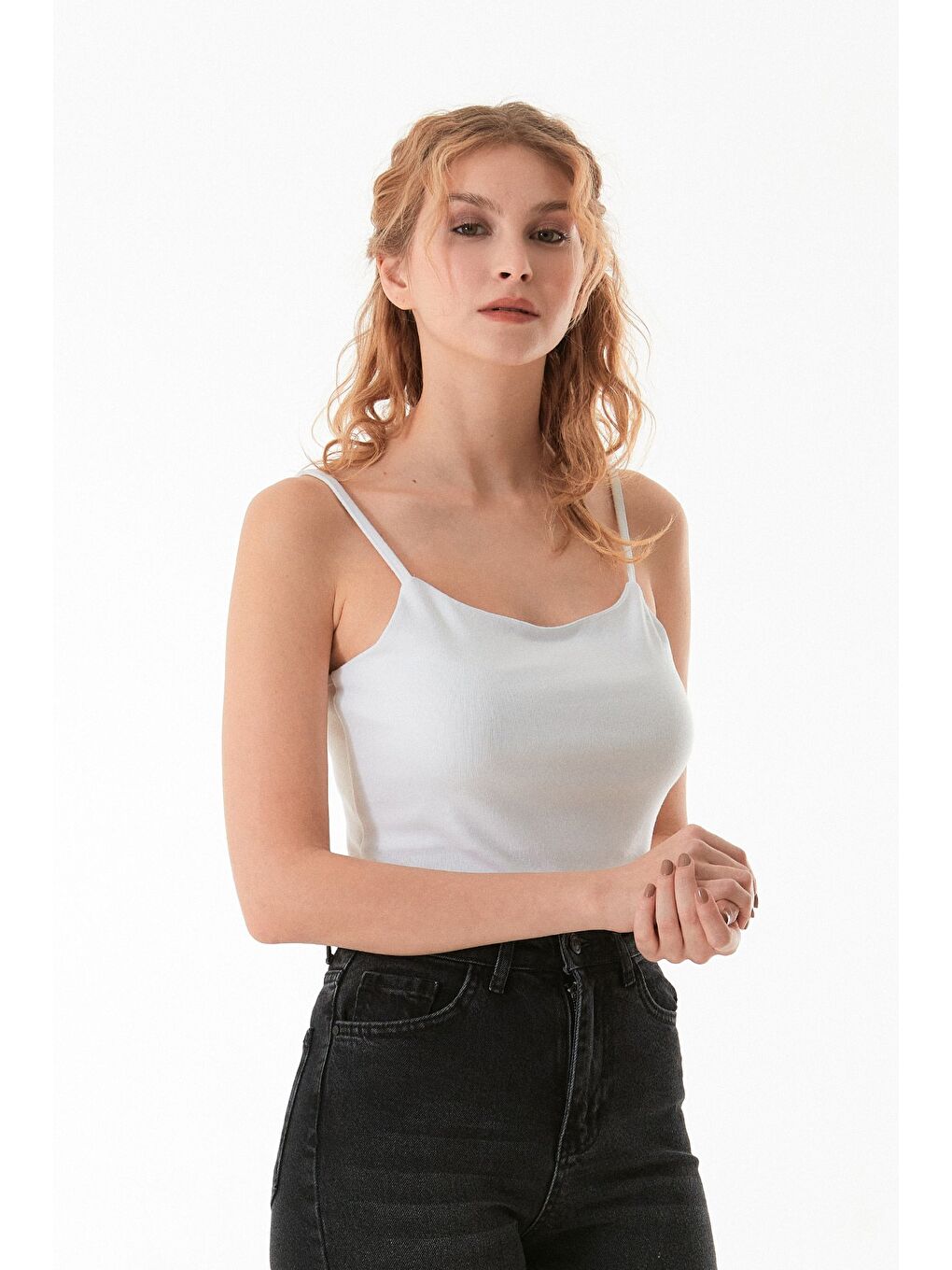 Beyaz Basic Çıtçıtlı İp Askılı Body-4