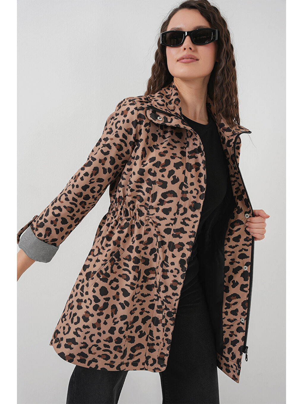 10322 Beli Büzgülü Trençkot - B.Kahverengi-3