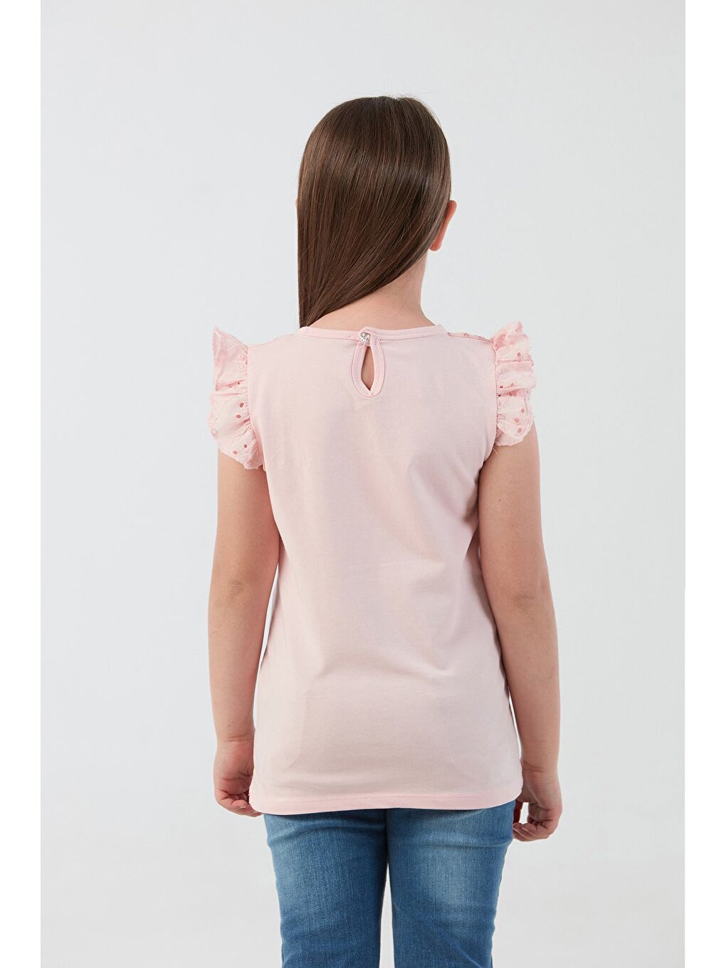 Pembe Nakışlı F Harf Armalı Kız Çocuk Bluz-2