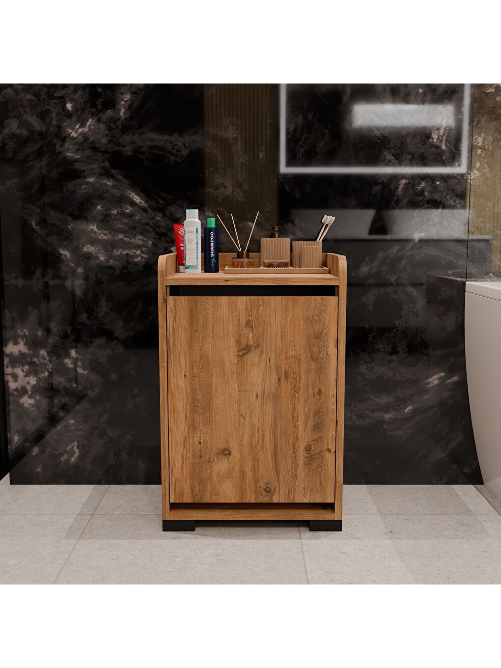 Kahverengi Duo Çamaşır Dolabı - Atlantik Çam - 68x45x32 cm