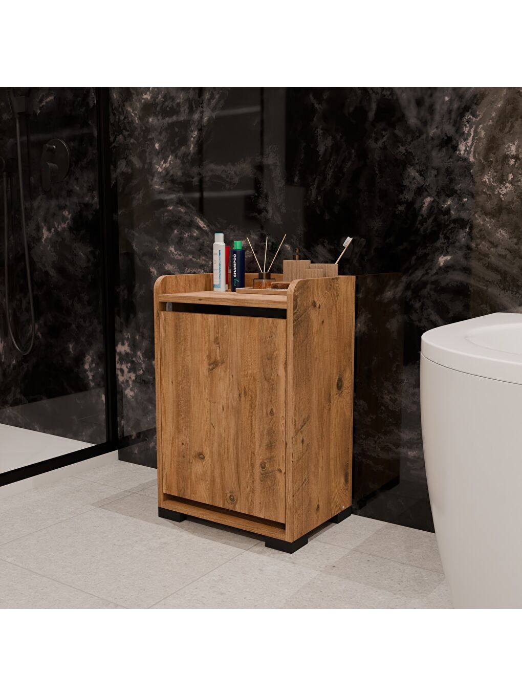 Kahverengi Duo Çamaşır Dolabı - Atlantik Çam - 68x45x32 cm-1