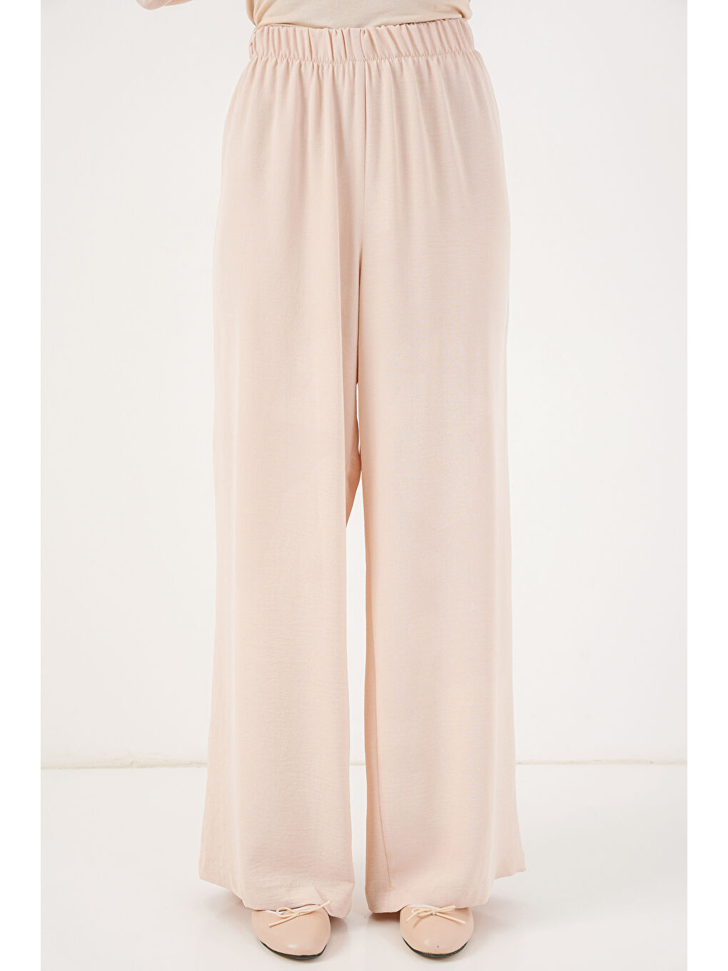 Ekru Kadın Önü Bağcıklı Tunik Pantolon İkili Takım 6744 - Krem-4