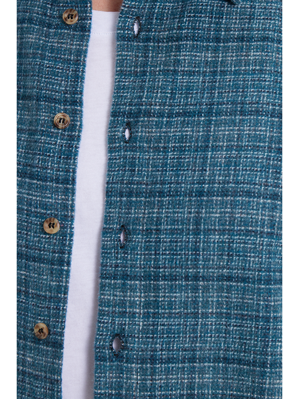 Petrol Erkek Slim Fit Dar Kesim Kareli Kışlık Oduncu Gömlek-4