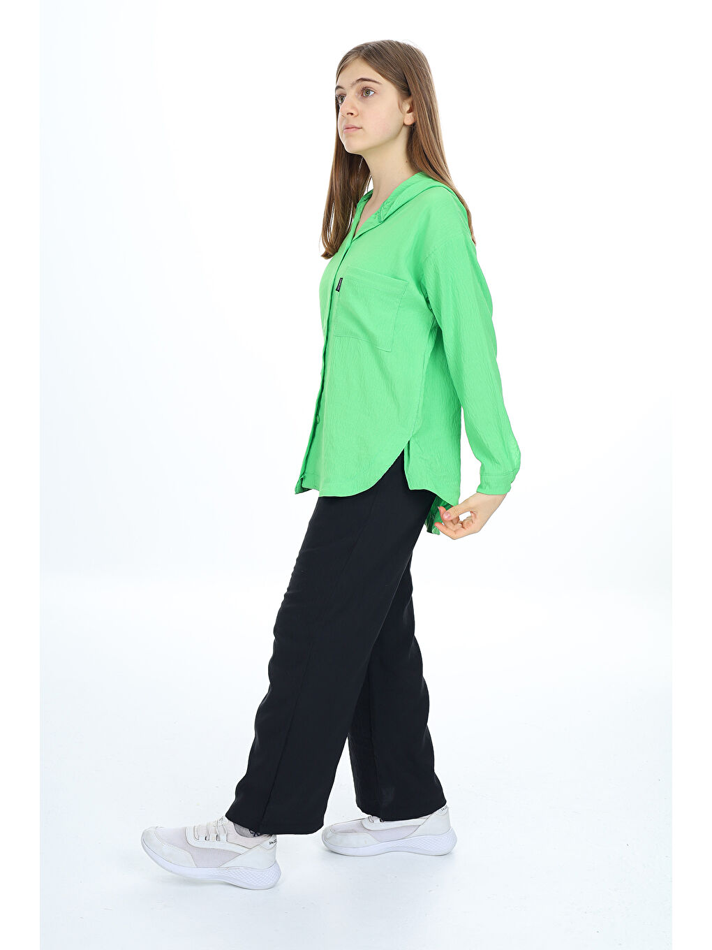 Yeşil Kız Çocuk Flamlı Pamuk Alt Üst Takım P309-2