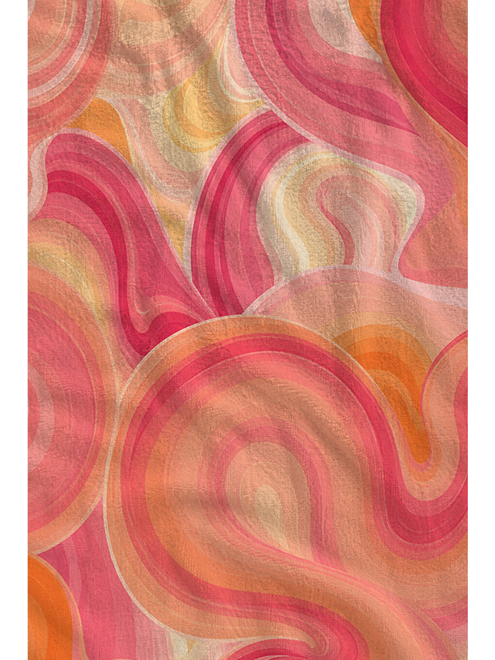 Retro Pembe Turuncu Dalgalı Psychedelic Desenli 70x150 Plaj Havlusu - Dijital Baskılı Banyo Havlusu-2
