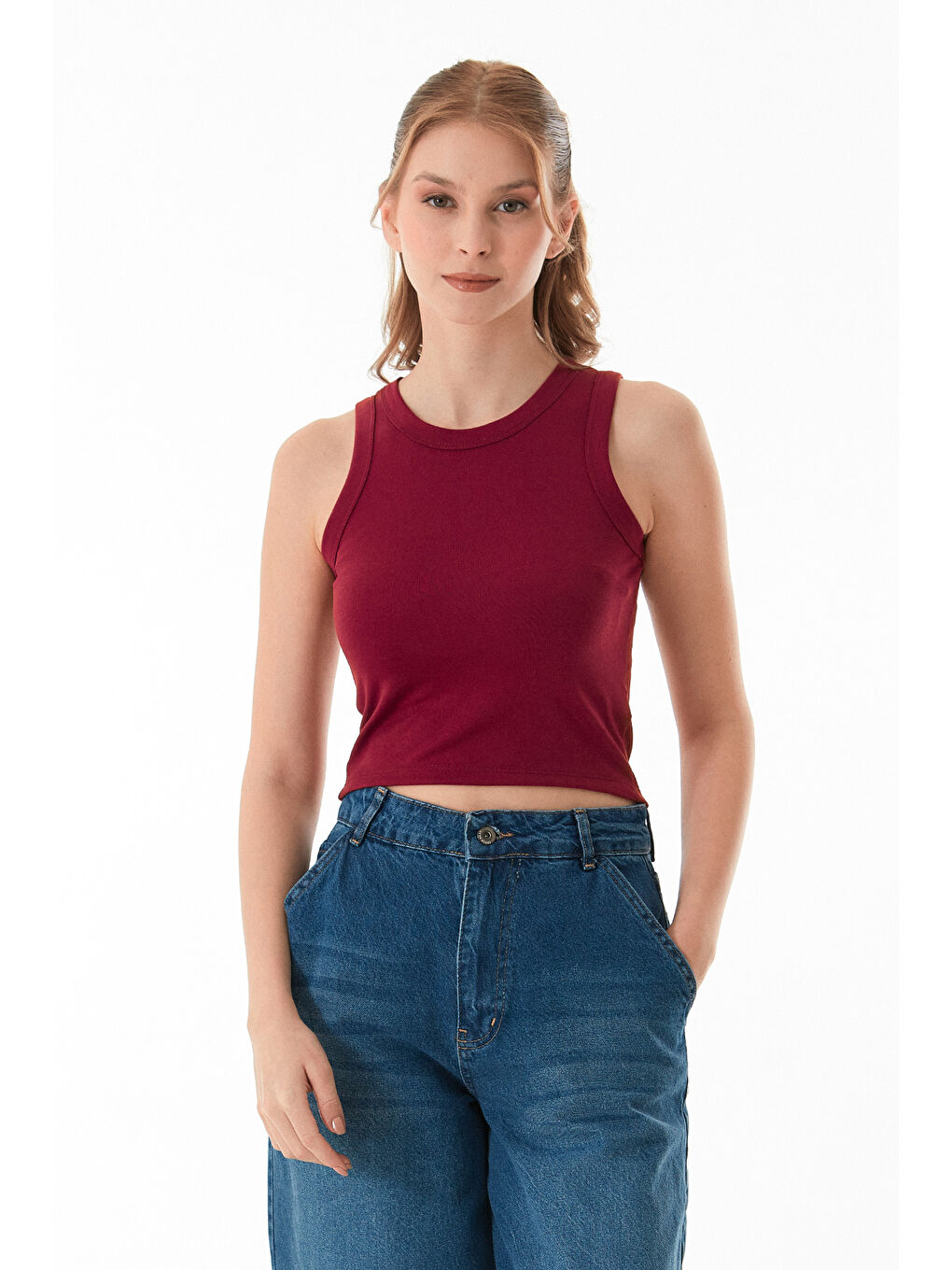 Bordo Basic Halter Yaka Body