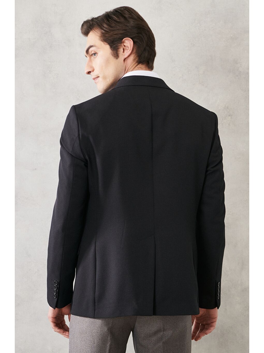 Erkek Siyah Slim Fit Dar Kesim Kırlangıç Yaka Casual Ceket-5