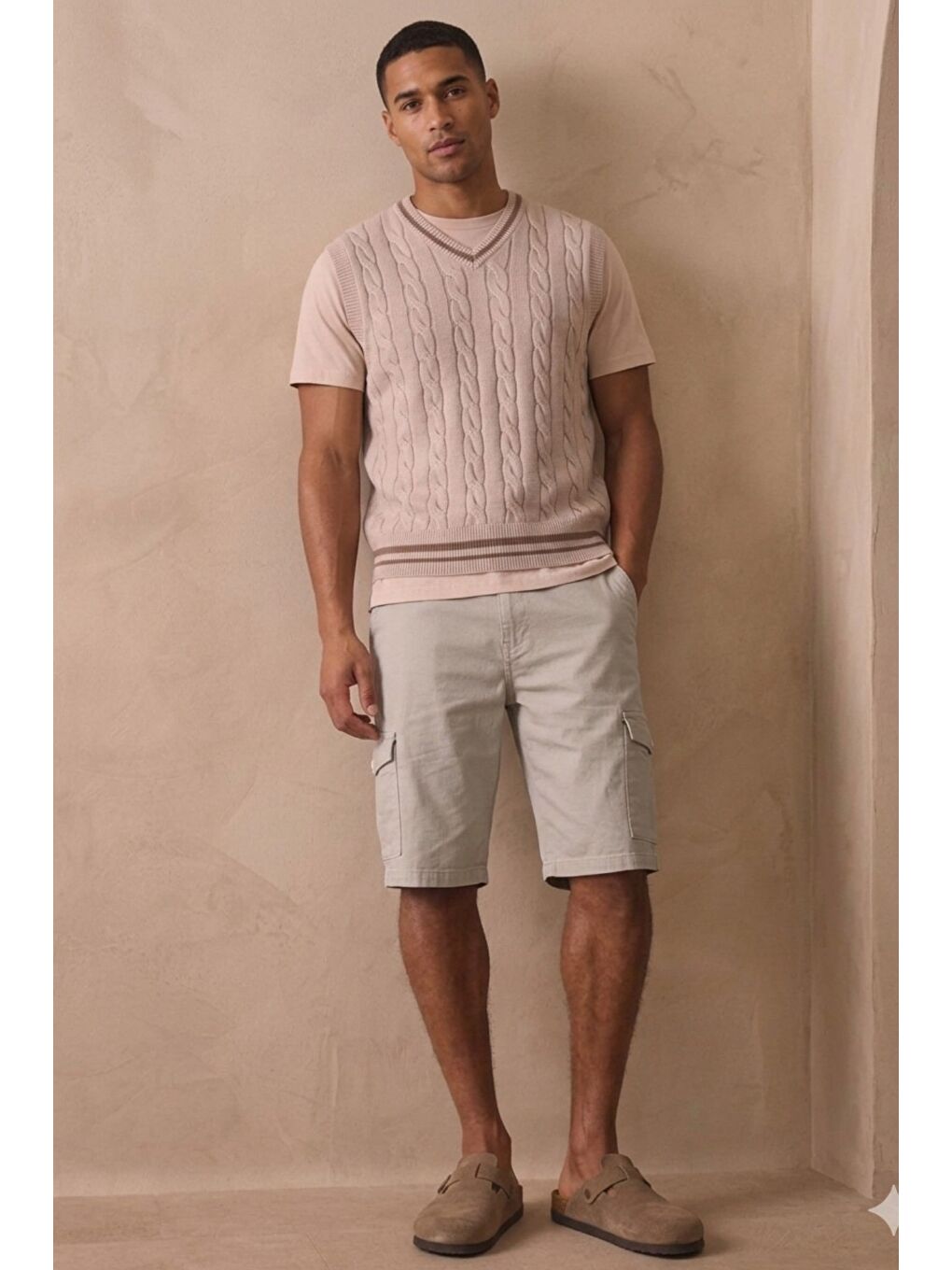 Gri Çok Cepli Yazlık Rahat Kargo Şort-1