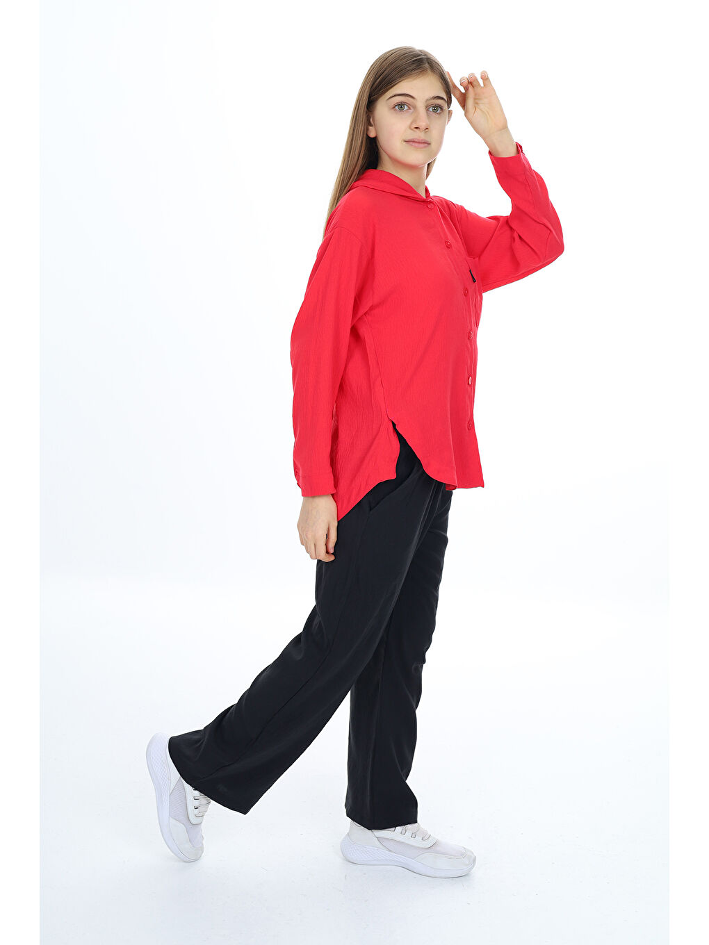 Kırmızı Kız Çocuk Flamlı Pamuk Alt Üst Takım P309-1