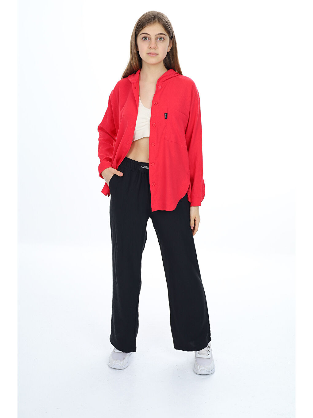 Kırmızı Kız Çocuk Flamlı Pamuk Alt Üst Takım P309-2