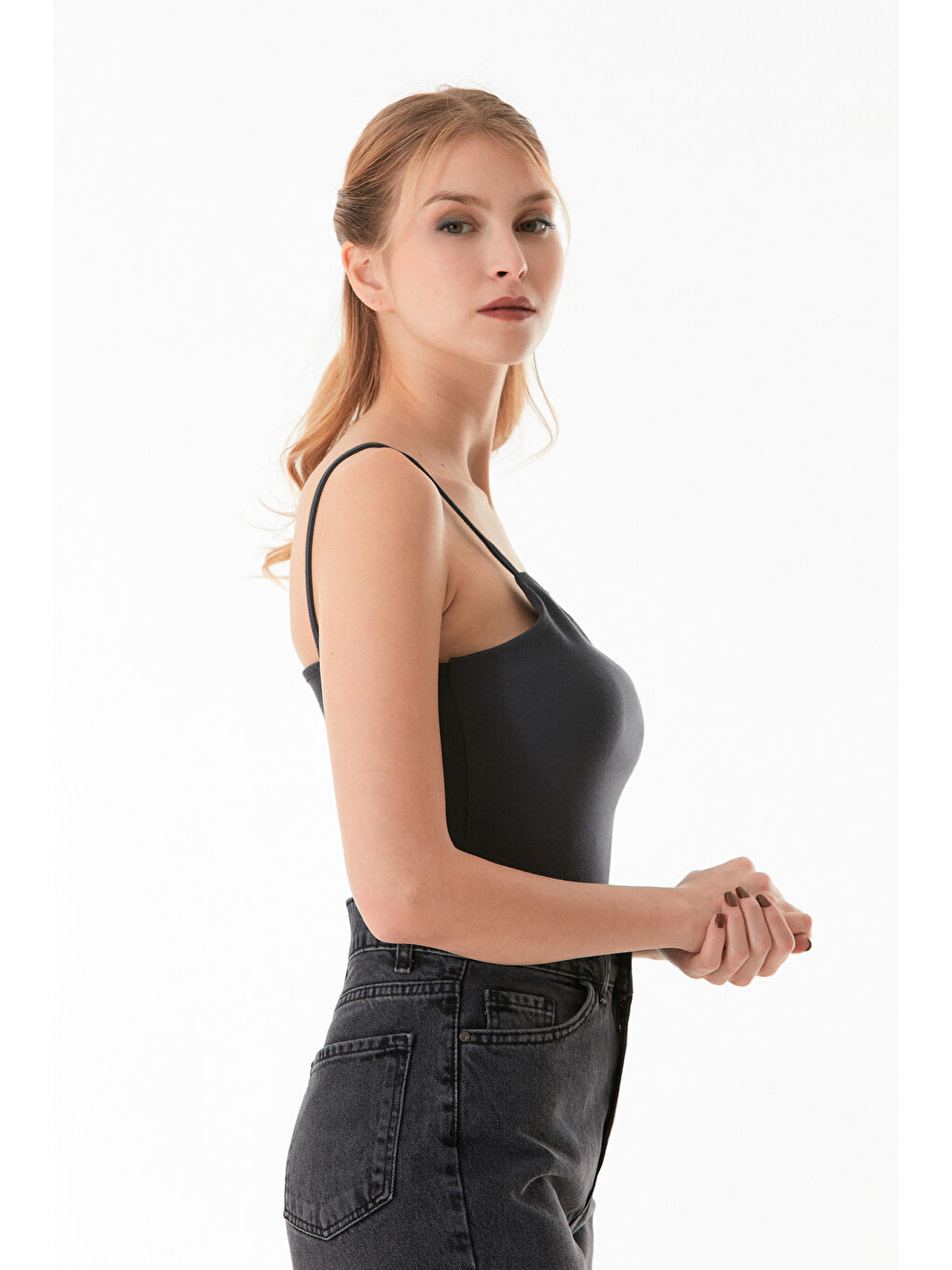 Antrasit Basic Çıtçıtlı İp Askılı Body-4