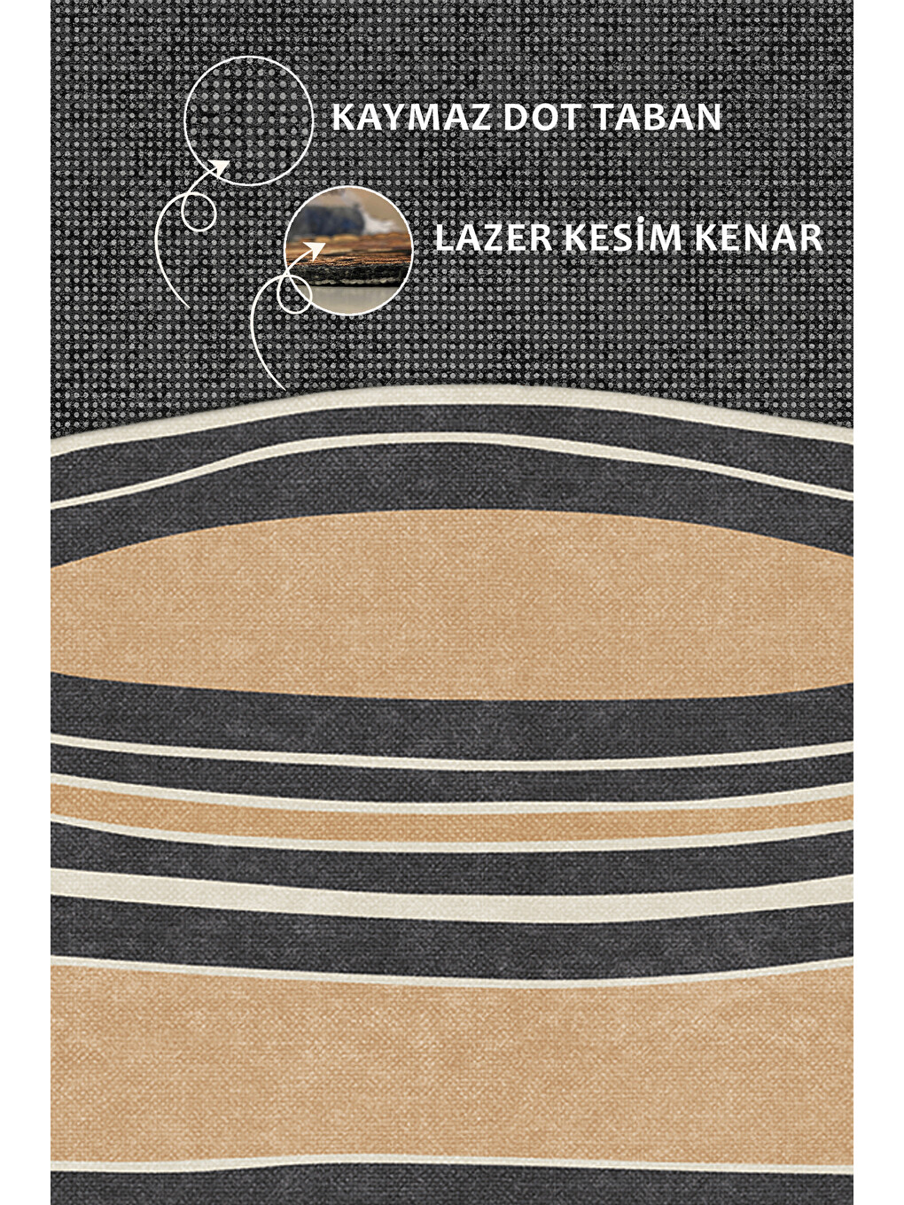 Turuncu Modern Dekoratif Halı – Makinada Yıkanabilir, Kaymaz Taban, İnce Lazer Kesim Halı-3