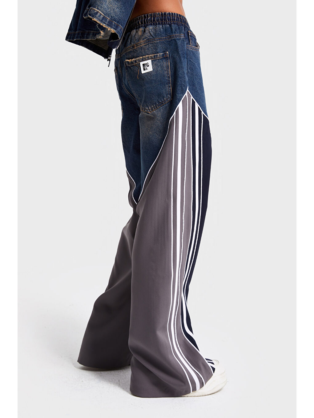 Mavi Kadın Jean Rengi Denim Kumaş Parçalı Bol Kesim Özel Tasarım Denim Jean-3