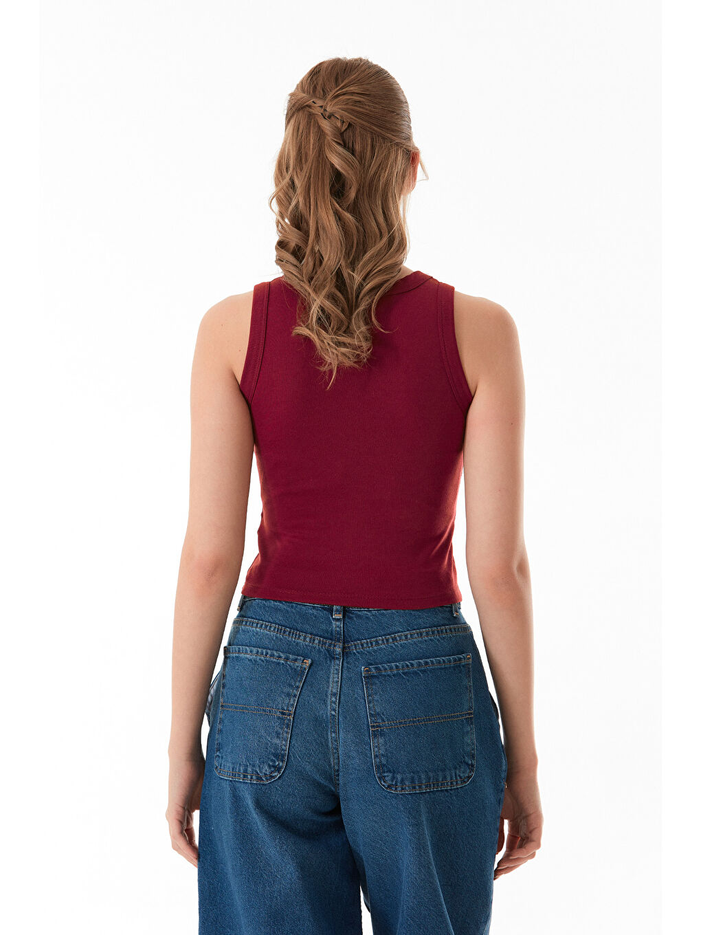 Bordo Basic Halter Yaka Body-2