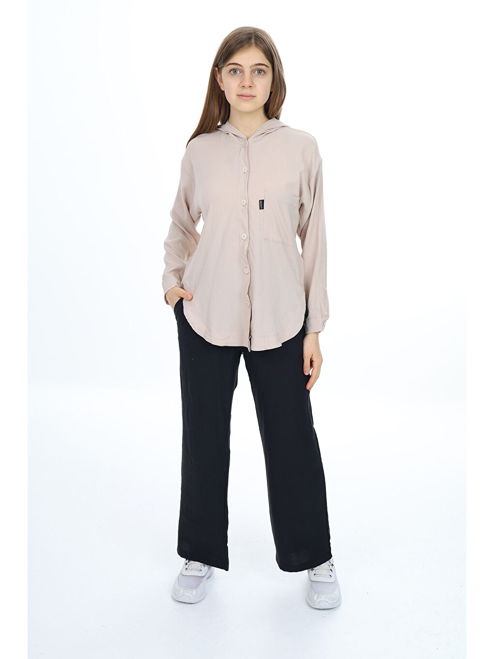 Ekru Kız Çocuk Flamlı Pamuk Alt Üst Takım P309