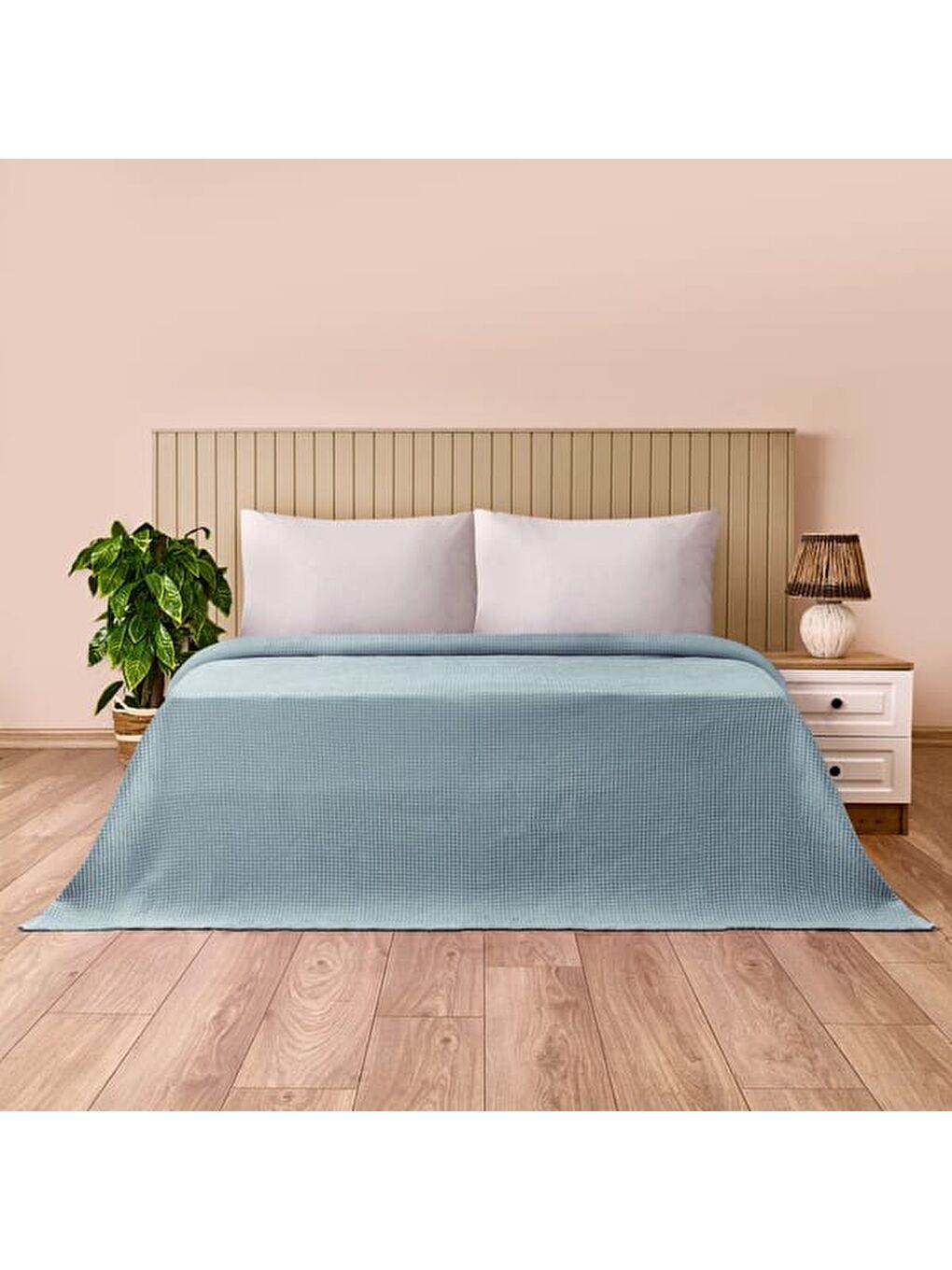 Soft Rete Tek Kişilik Pike - Mavi - 160x220 cm